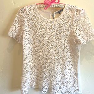 Paper Moon Off White Flower Crochet Top